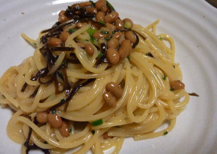 Recipe of Any-night-of-the-week The Gun Family&#39;s Natto Spaghetti