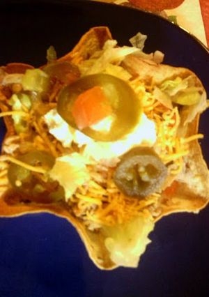 A picture of taco bowl.