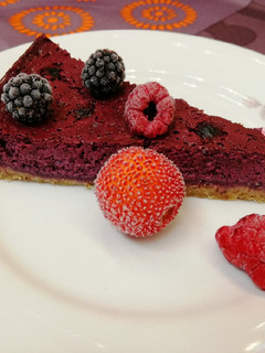 Una foto de Cheesecake de arándanos