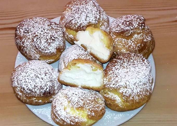 Эклеры с творожно-сливочной начинкой! Профитроли очень простой рецепт и оочень вкусно!