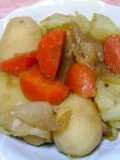 Stewed New Potato, Sweet Onion, and Spring Cabbage