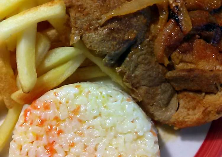 Recipe of Quick garlic nailed steak (prego no pao )