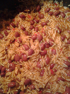 A picture of Basmati rice with red beans.
