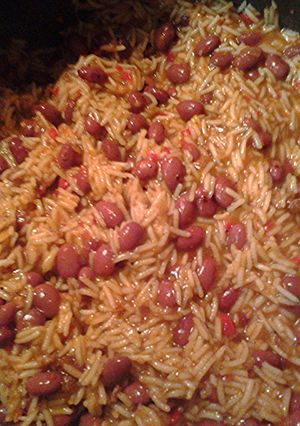 A picture of Basmati rice with red beans.