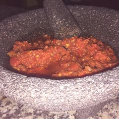 A picture of Mexican Guajillo Salsa.