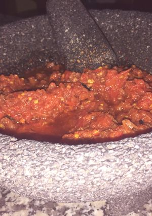 A picture of Mexican Guajillo Salsa.