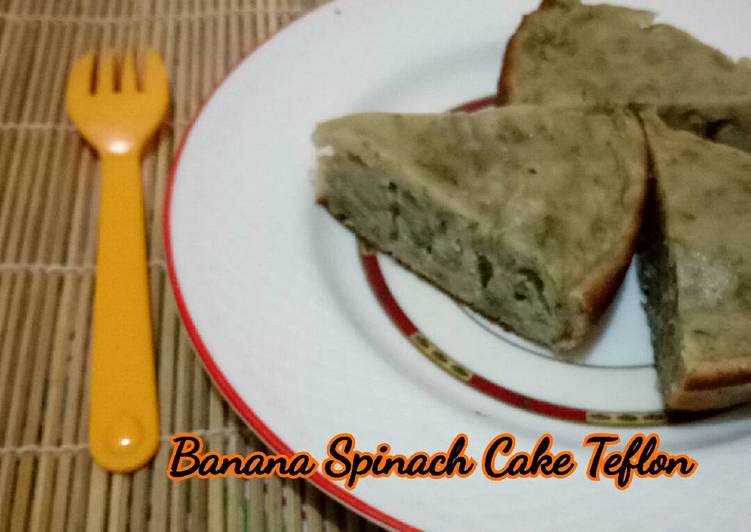 Cara mudah Membuat Banana Spinach Cake Teflon (toddler meal) yang Enak