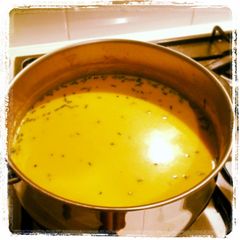 A picture of Easy Pumpkin, leek and potato soup.