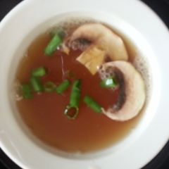 A picture of Kobees chicken broth soup.