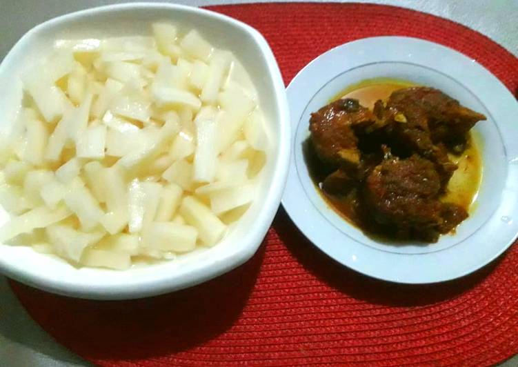 Tapioca with peppered fish