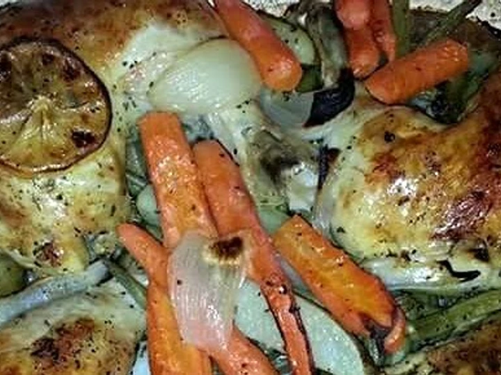 Easy Way Make Recipe Baked Lemon Chicken &amp;amp; Roasted Veggies that is Really Delicious, Can Spoil the Tongue}