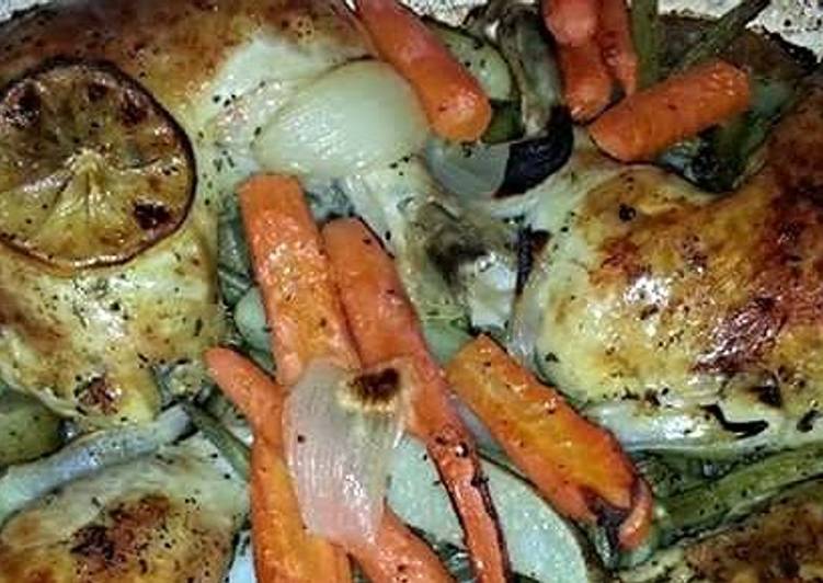 Recipe of Ultimate Baked Lemon Chicken &amp; Roasted Veggies