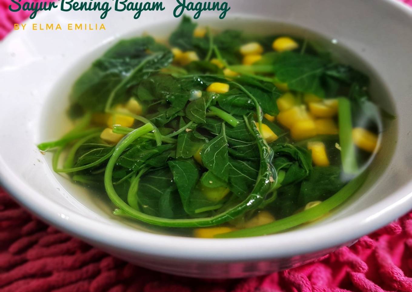 Jagung sayur murni dengan bayam