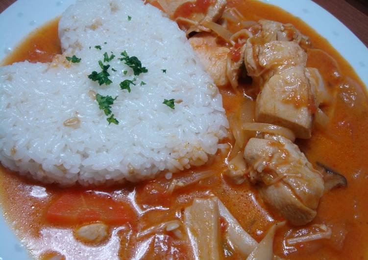 Recipe of Tasty For Valentine's Day Boiled chicken with tomato cream