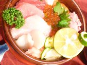 A picture of seafood donburi