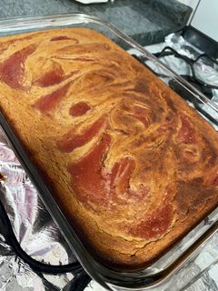 Una foto de Keto queque con pulpa de durazno