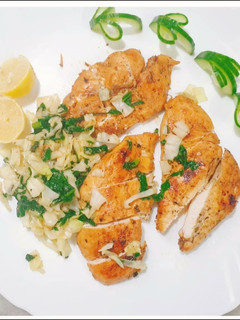 A picture of 3 color Grilled lemon chicken with veggies Recipe.