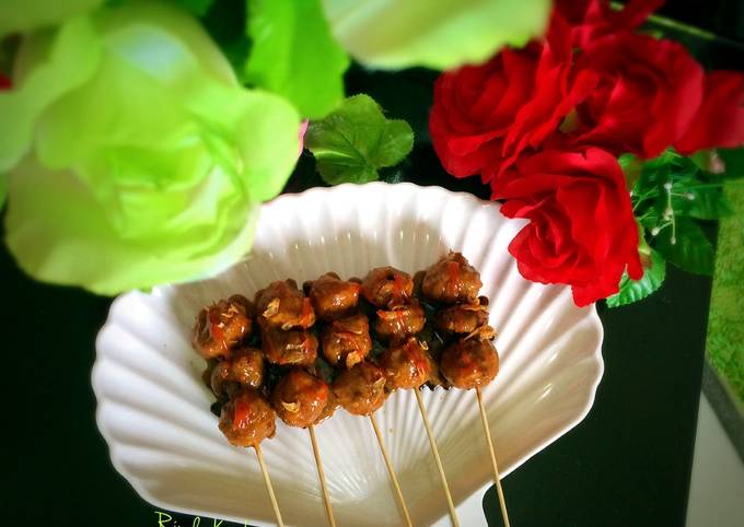 Ternyata begini loh! Resep bikin Sate bakso goreng bumbu pecel (enak, b'fast super kilattt)🍡 dijamin istimewa
