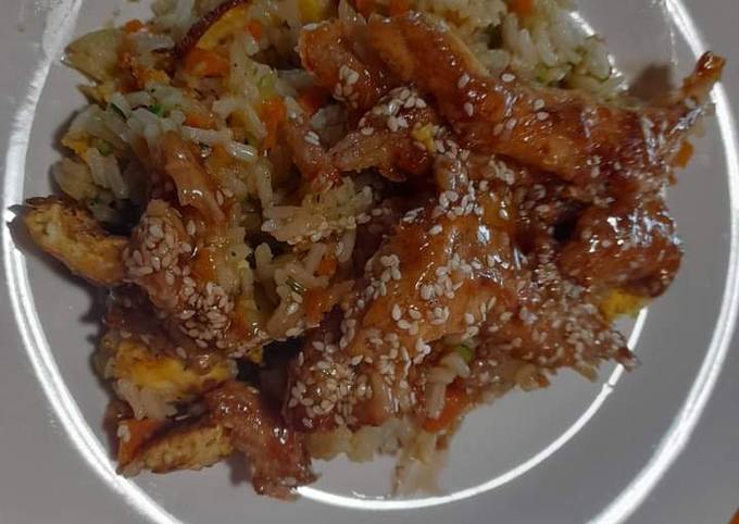 Honey chicken and fried rice