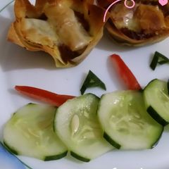 A picture of Crunchy pizza cup #appetizer.