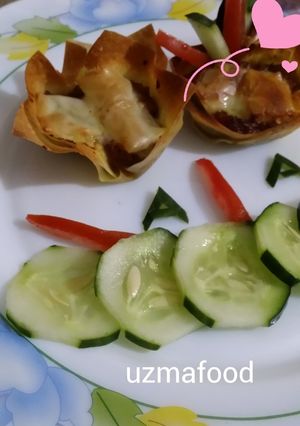 A picture of Crunchy pizza cup #appetizer.