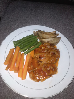 Foto resep Steak tempe with potato wedges