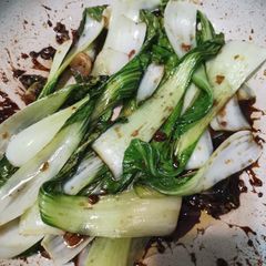 Bok choy in garlic & oyster sauce A picture of Bok choy in garlic & oyster sauce.