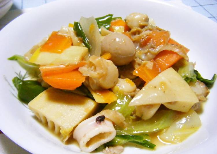 Recipe: Tasty Spring Happosai (Eight Treasure Stir-Fry) with Bamboo Shoot and Spring Cabbage