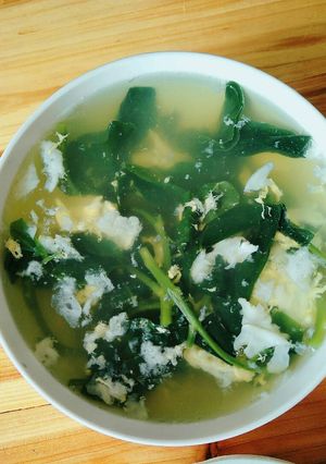 Hình của món Canh mồng tơi trứng.