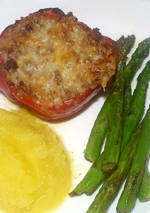 A picture of Stuffed Peppers - with Meat and Rice.