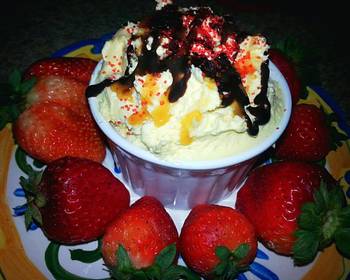 Ultimate Serving Recipe Rays Strawberrys  Banana Split Cream Savory Delicious