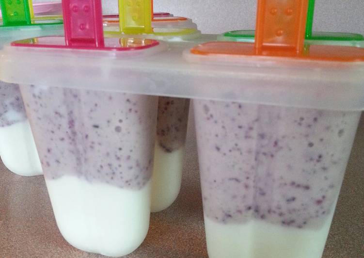 Easiest Way to Prepare Speedy BLUEBERRY VANILLA YOGURT ICE POPS:-)
