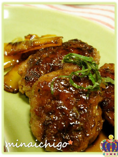 A picture of Minced Pork Sweet and Salty Teriyaki Tsukune Patties.