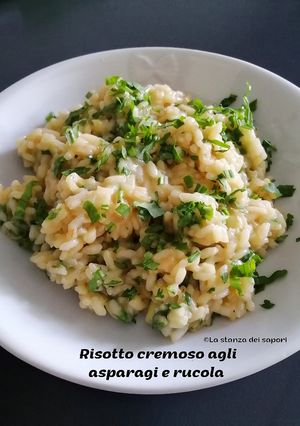 A picture of 312 🍚Creamy Asparagus and Arugula Risotto 🌱.