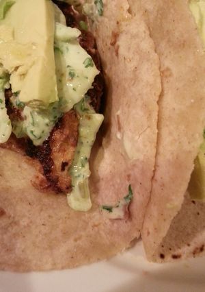 A picture of Blackend tilapia baja tacos.