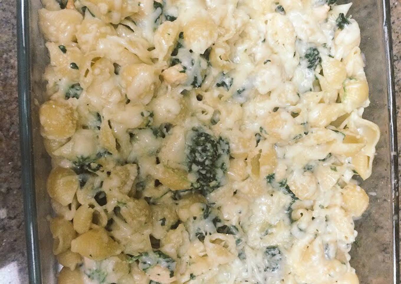 Cheesy Chicken Alfredo Shells W Spinach "casserole"