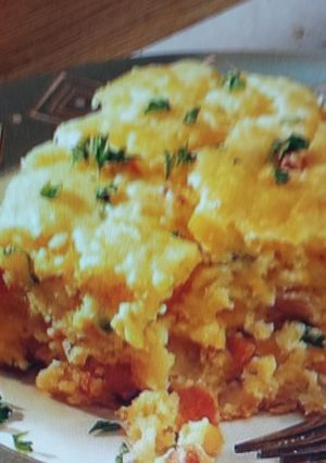 A picture of Cornbread ham bake.