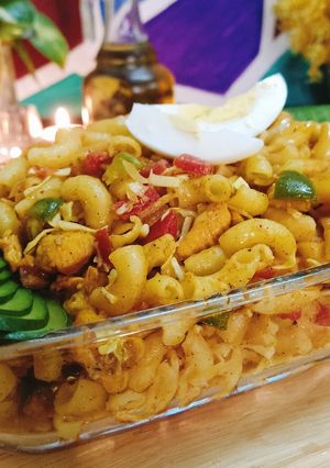 A picture of Savory, Spicy Tikka Macroni 🍝🍊🍊🍜.