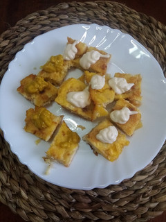 Una foto de Pincho de tortilla con pescado de aprovechamiento