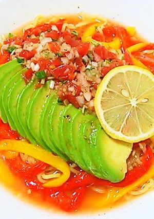 A picture of Mexican Style Chilled Chinese Noodles with Salsa.