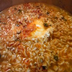 Shin Ramen with Poached Egg A picture of Shin Ramen with Poached Egg.