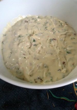 A picture of cream cheesse baccon and lemon grass dip.