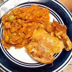 A picture of Arroz Con Gandules / Rice with Pigeon Peas.