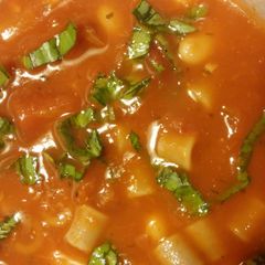 Homemade tomato & white bean soup A picture of Homemade tomato & white bean soup.