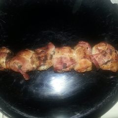 A picture of bbq shrimp and bacon.