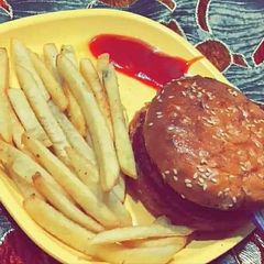 Burger with fries A picture of Burger with fries.