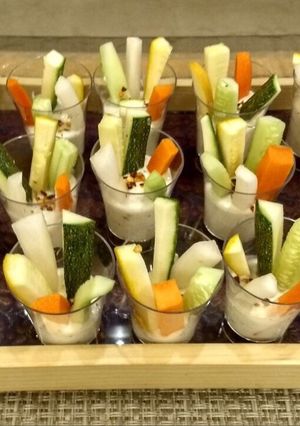 A picture of Salad with dip.