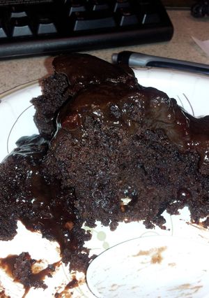 A picture of slow cooker chocolate lava cake.