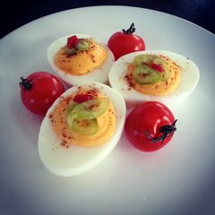 A picture of Deviled eggs.