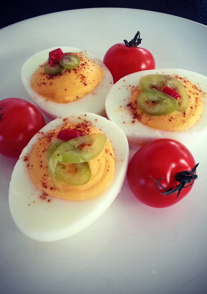 A picture of Deviled eggs.